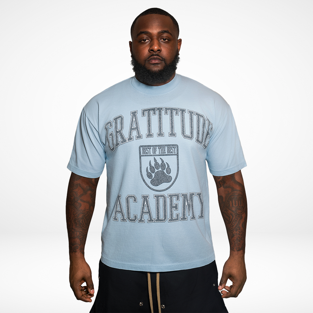 Gratitude Academy Tee (Faded Blue)